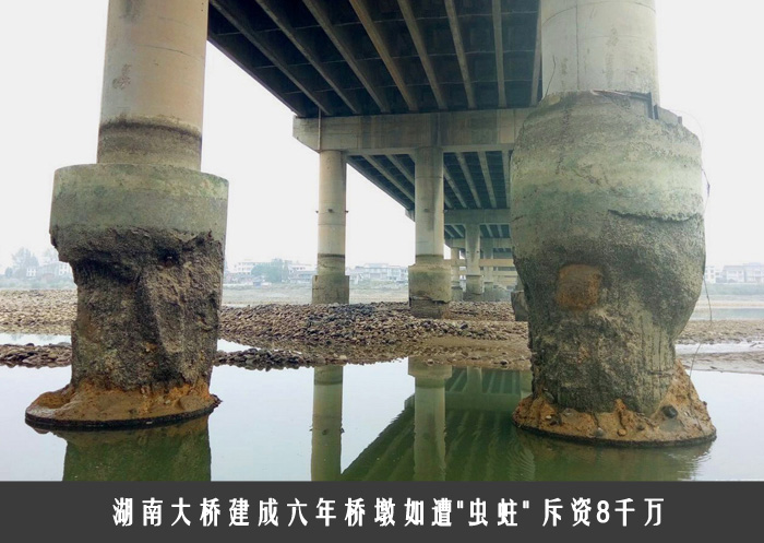 湖南大桥建成六年桥墩如遭＂虫蛀＂ 斥资8千万